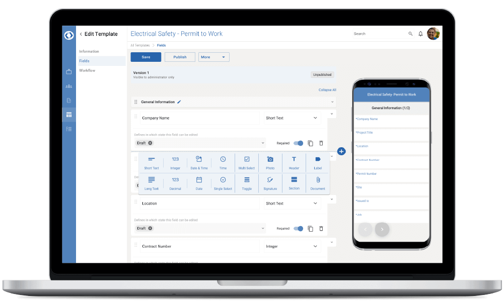 Novade Lite form builder safety compliance app Form builder on Novade Lite