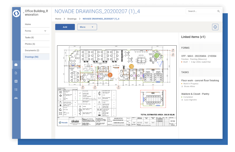 Novade Lite contractor app on desktop Novade Lite contractor app on desktop
