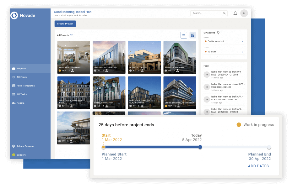 Novade Lite contractor app on desktop Novade Lite contractor app on desktop