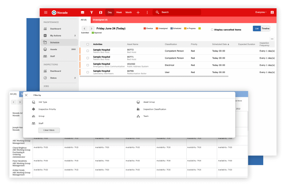 healthcare-facility-management-service-level-agreements-screenshots Novade Lite screens track progress français