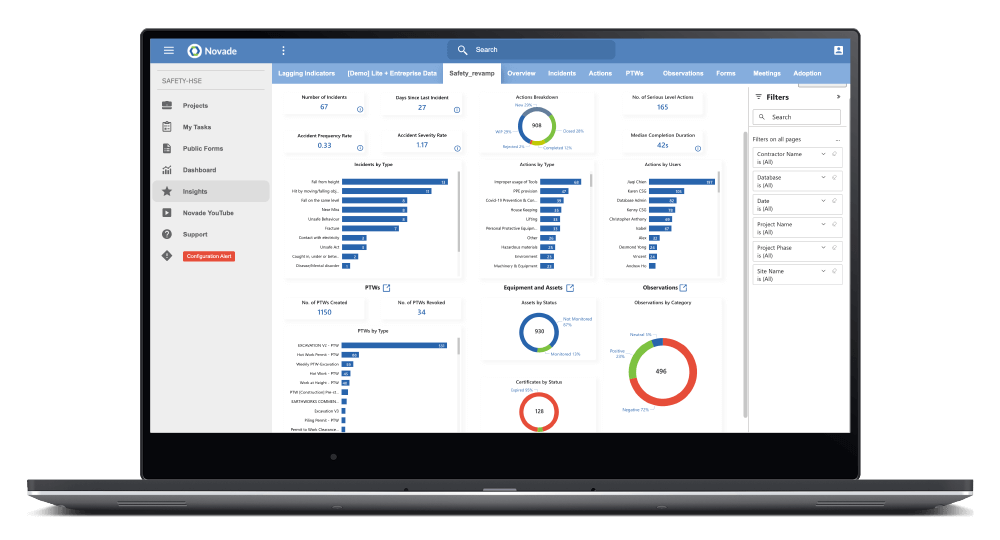 Novade-Safety-HSE-Screens-UK-Audits construction health and safety software digital safety inspections