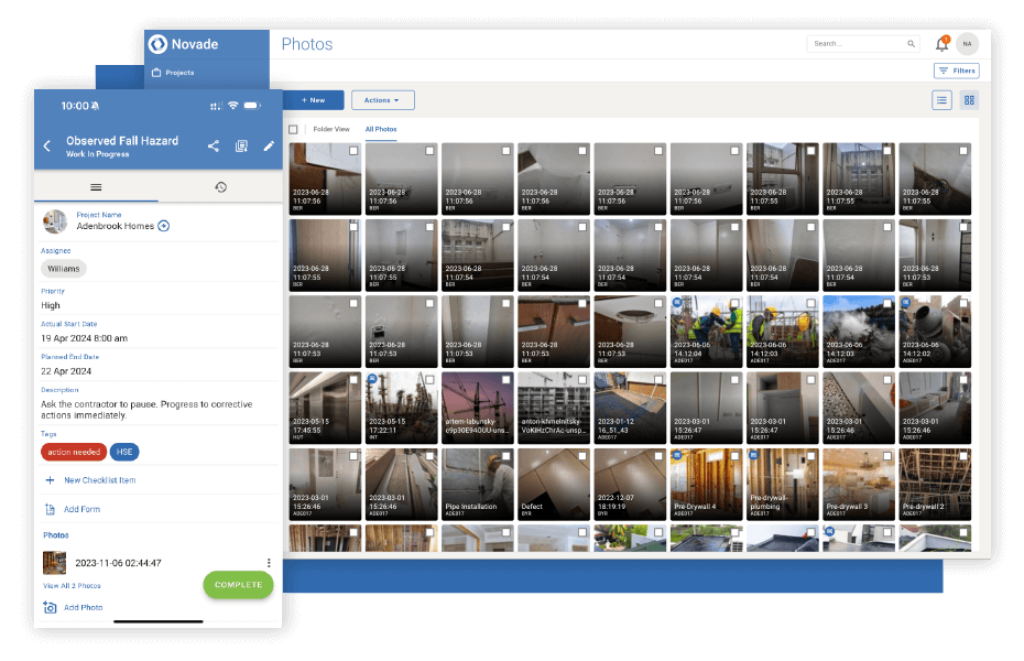Novade-Lite-HSE-Compliance-screens-HSE-data-records-03 Novade Lite track tasks safety compliance app
