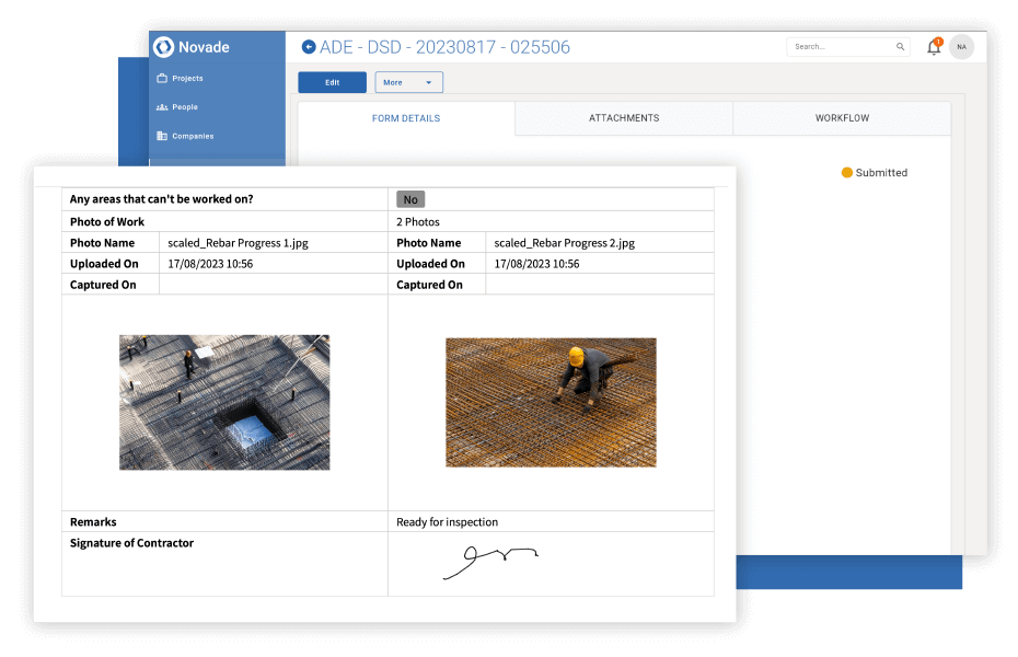 Novade-Specialist-Contractors-boost-client-stakeholder-engagement Novade Lite contractor app on desktop