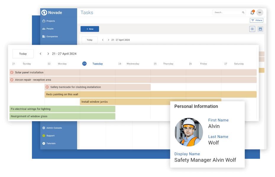 Novade-Specialist-Contractors-manage-resources-03 Novade Lite contractor app on desktop