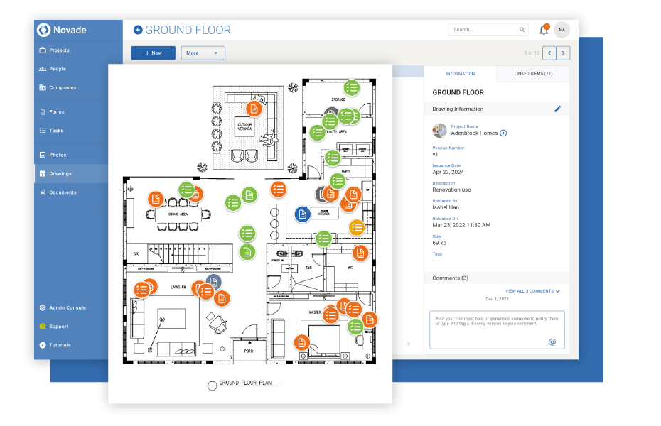 Novade-Specialist-Contractors-simplify-site-coordination Novade Lite construction app on desktop