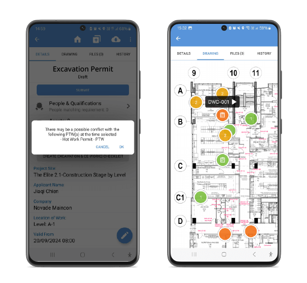 Novade-Safety-PTW-Permit-to-Work-mobile-detect-conflicts Quality construction software