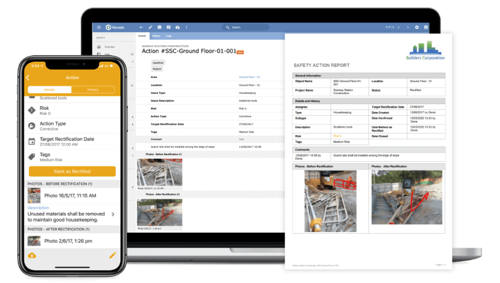 Novade-Safety-Screens construction health and safety software digital safety inspections